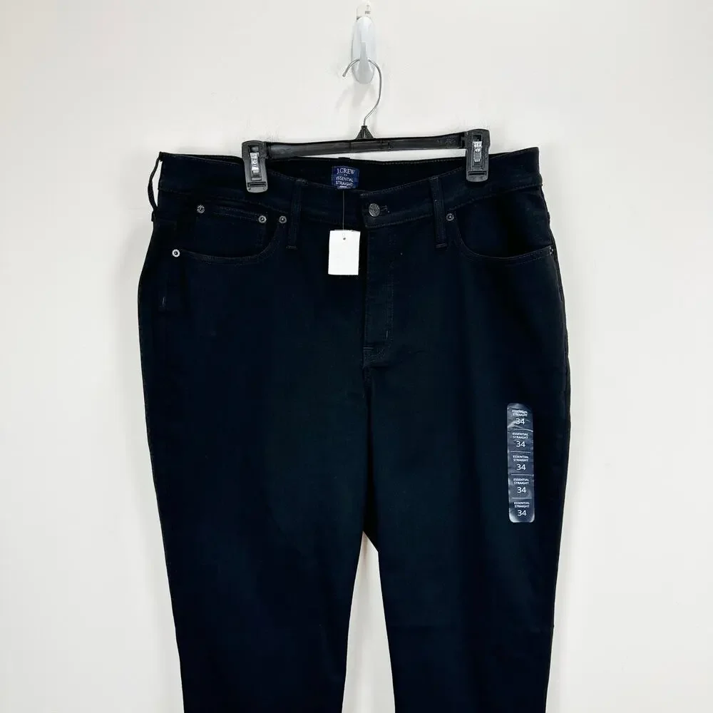 J.Crew Essential Straight Jean All Day Stretch Denim High Waist Black US 34 NWT
